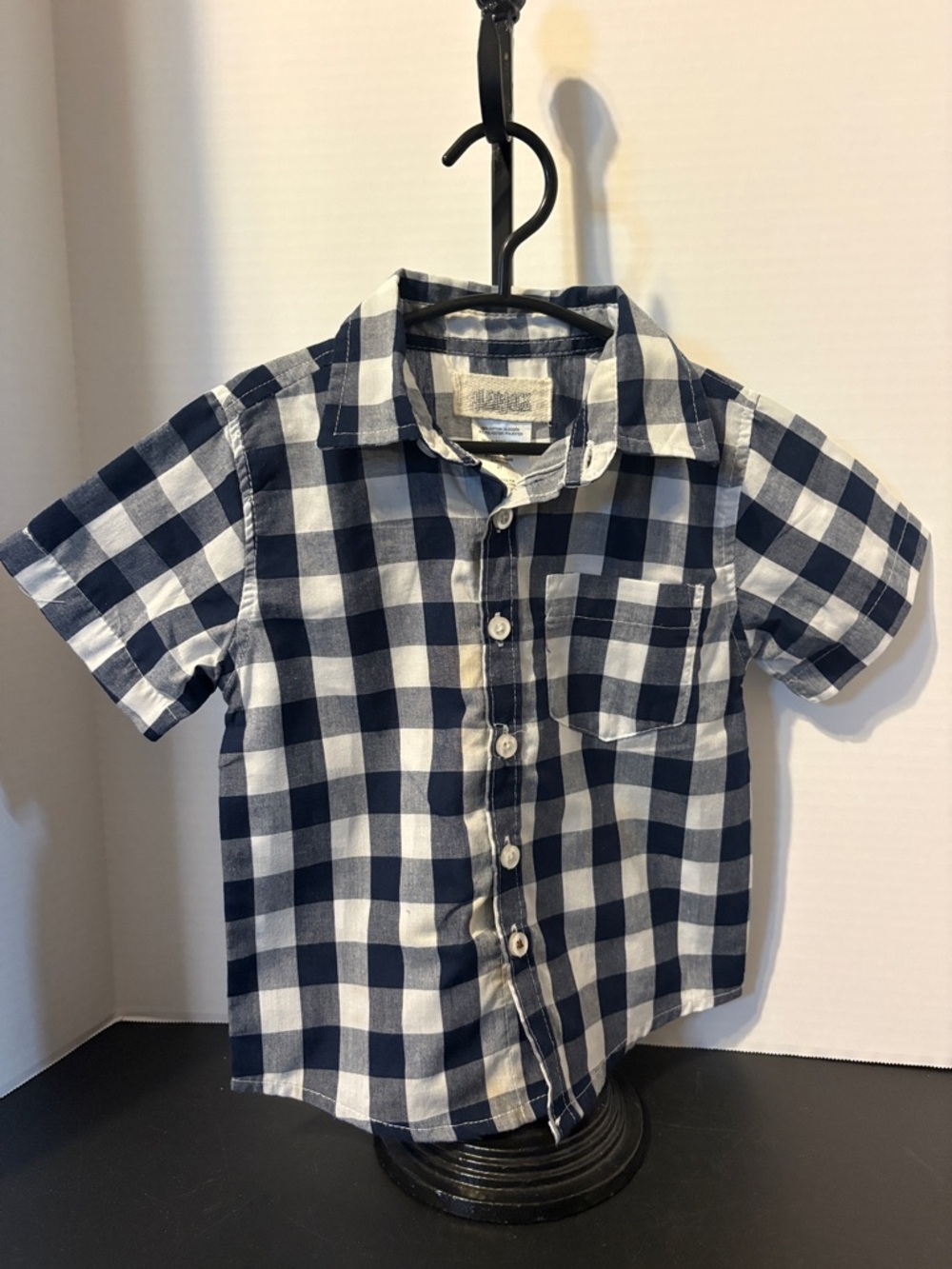 Alex & Jack Navy & White Gingham Short Sleeve Button-Front Shirt